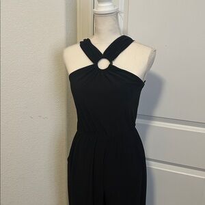 Kaileigh Black Front Cross Sleeveless Jumpsuit/Pantsuit Size Small